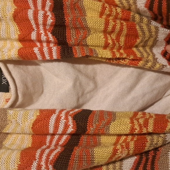 XOXO Striped Knit Sleeveless Cowl Neck Top in Warm Tones and a vintage feel - Picture 5 of 6